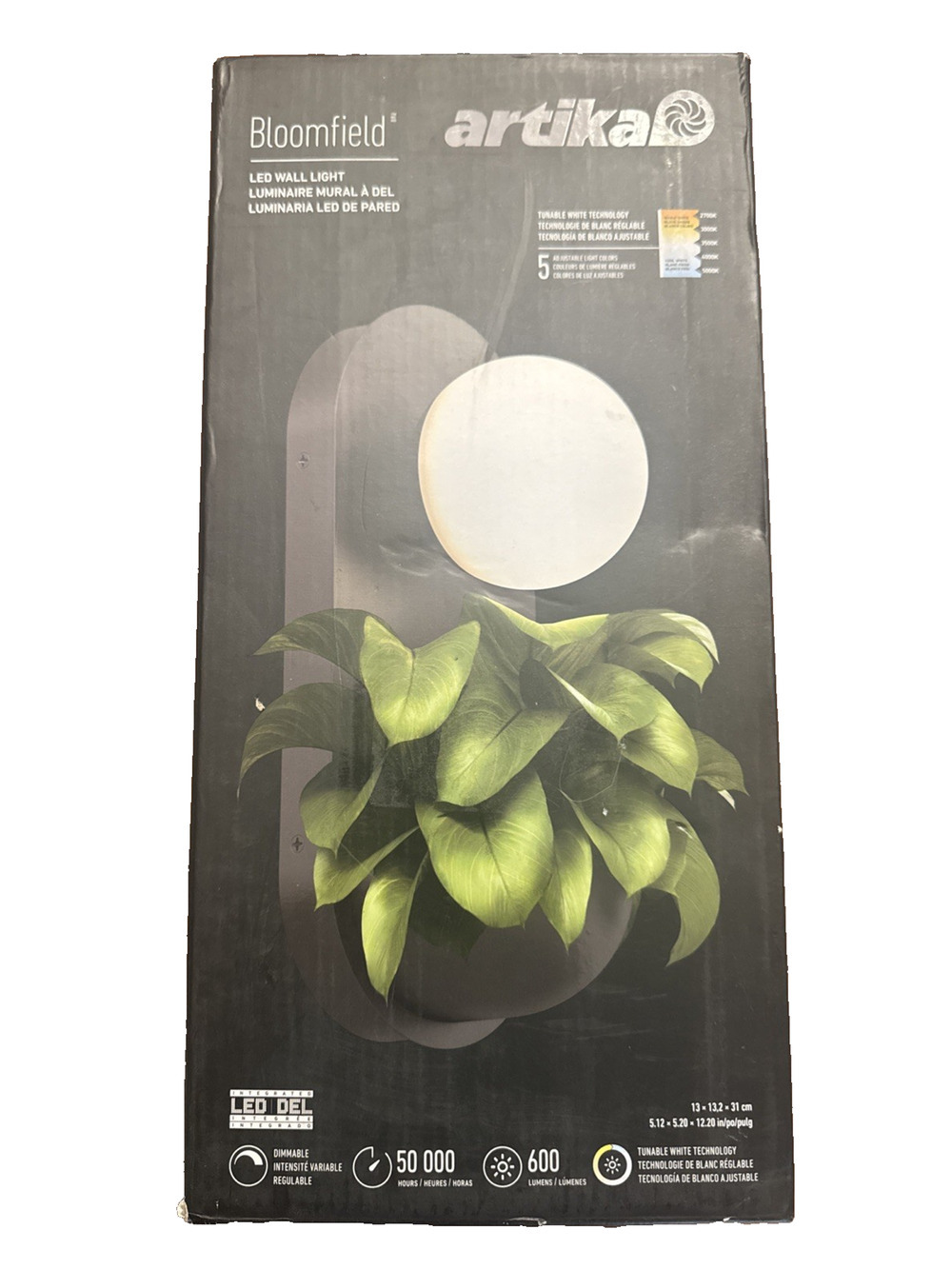 Artika Bloomfield LED Wall Sconce Black 5CCT Dimmable Modern Light Fixture